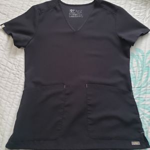 FIGS SCRUB TOP, XS. BLACK